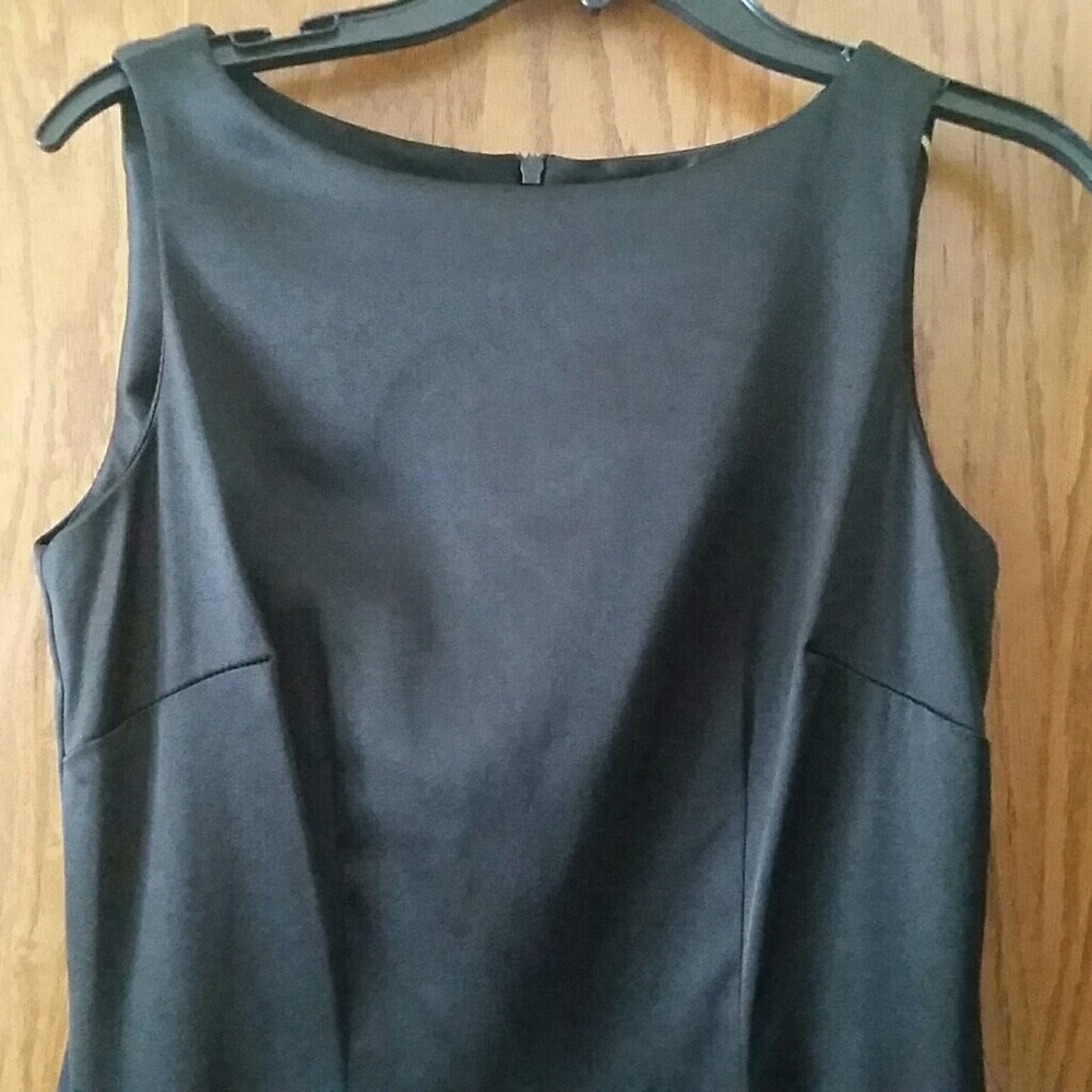 Black mid length boat neck dress